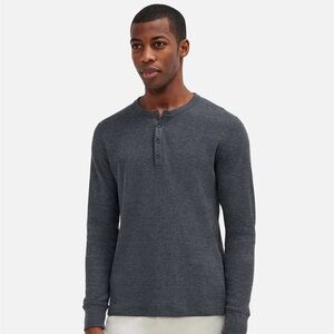 Rhone Gray Waffle Henley - Size Medium
